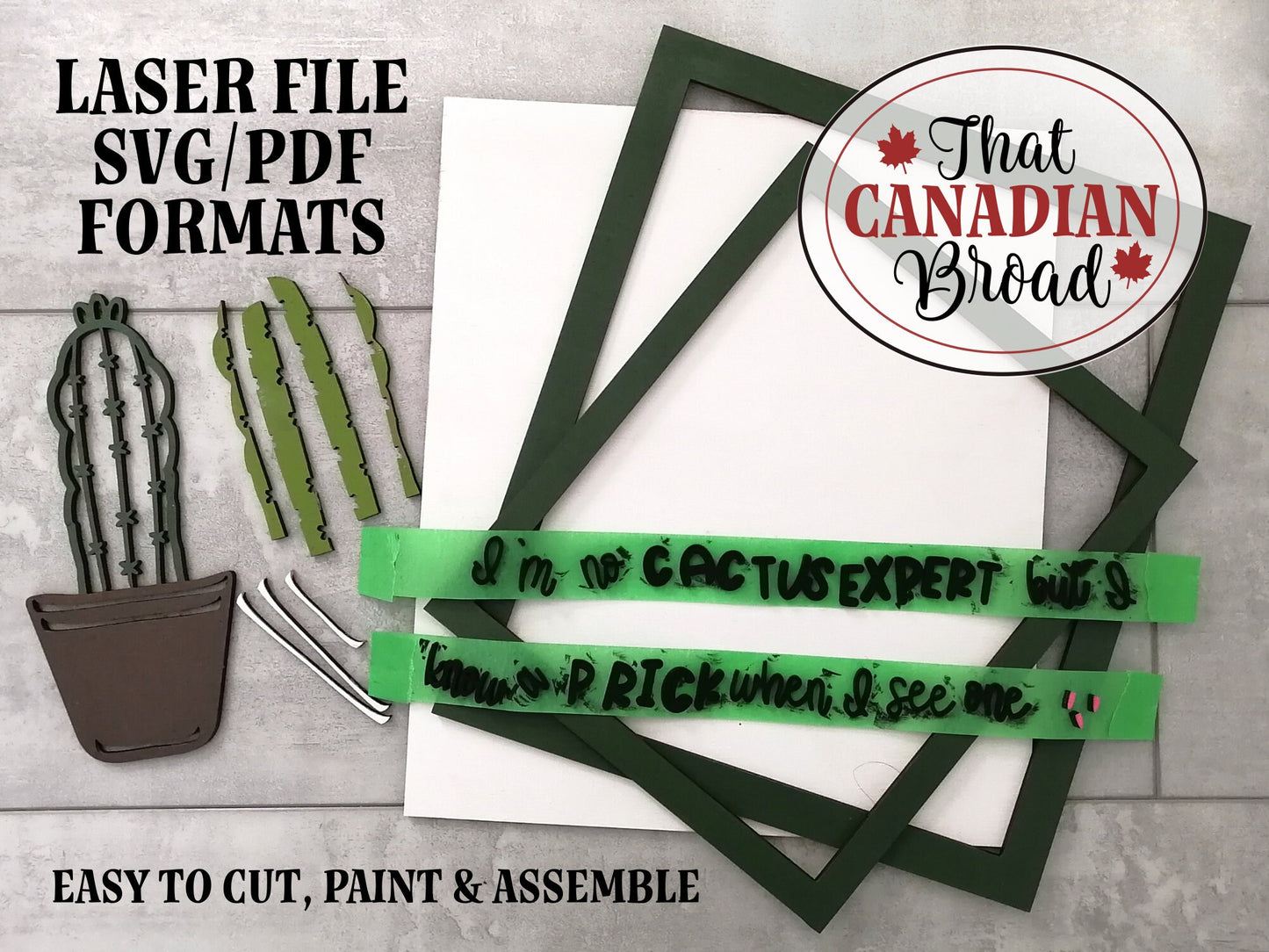 Cactus Expert Sign, Funny sign, Laser File, marketing photo included, SVG & PDF formats, digital file