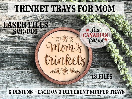 Trinket Tray for MOMS, Coin Tray, Ring Dish, Key Tray, SVG files, 2 layers, laser, digital file