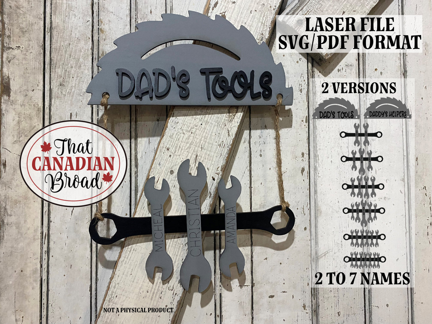 Dad's Tools Sign, Daddy's Helper Sign, Laser File, SVG & PDF formats, digital file