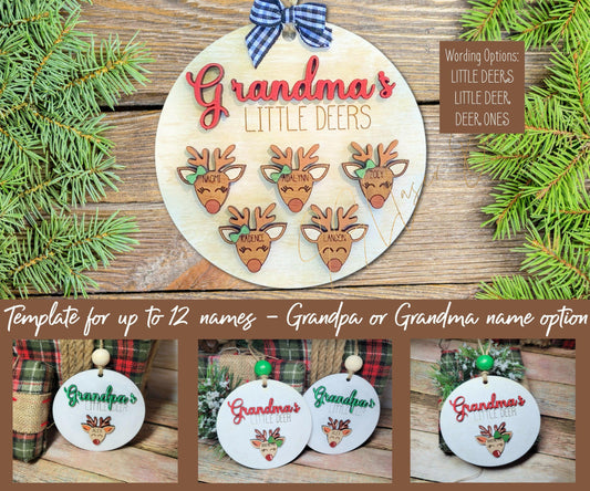 Grandma's Little Deer Christmas Ornament Svg File, Grandparents Ornament SVG File, Grandchildren Ornament Laser SVG File, Grandpa Ornament