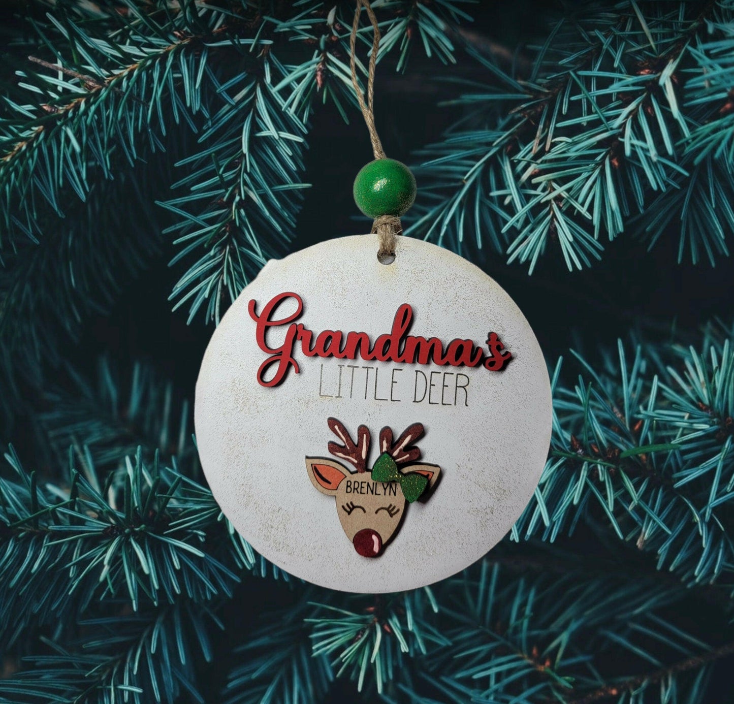 Grandma's Little Deer Christmas Ornament Svg File, Grandparents Ornament SVG File, Grandchildren Ornament Laser SVG File, Grandpa Ornament