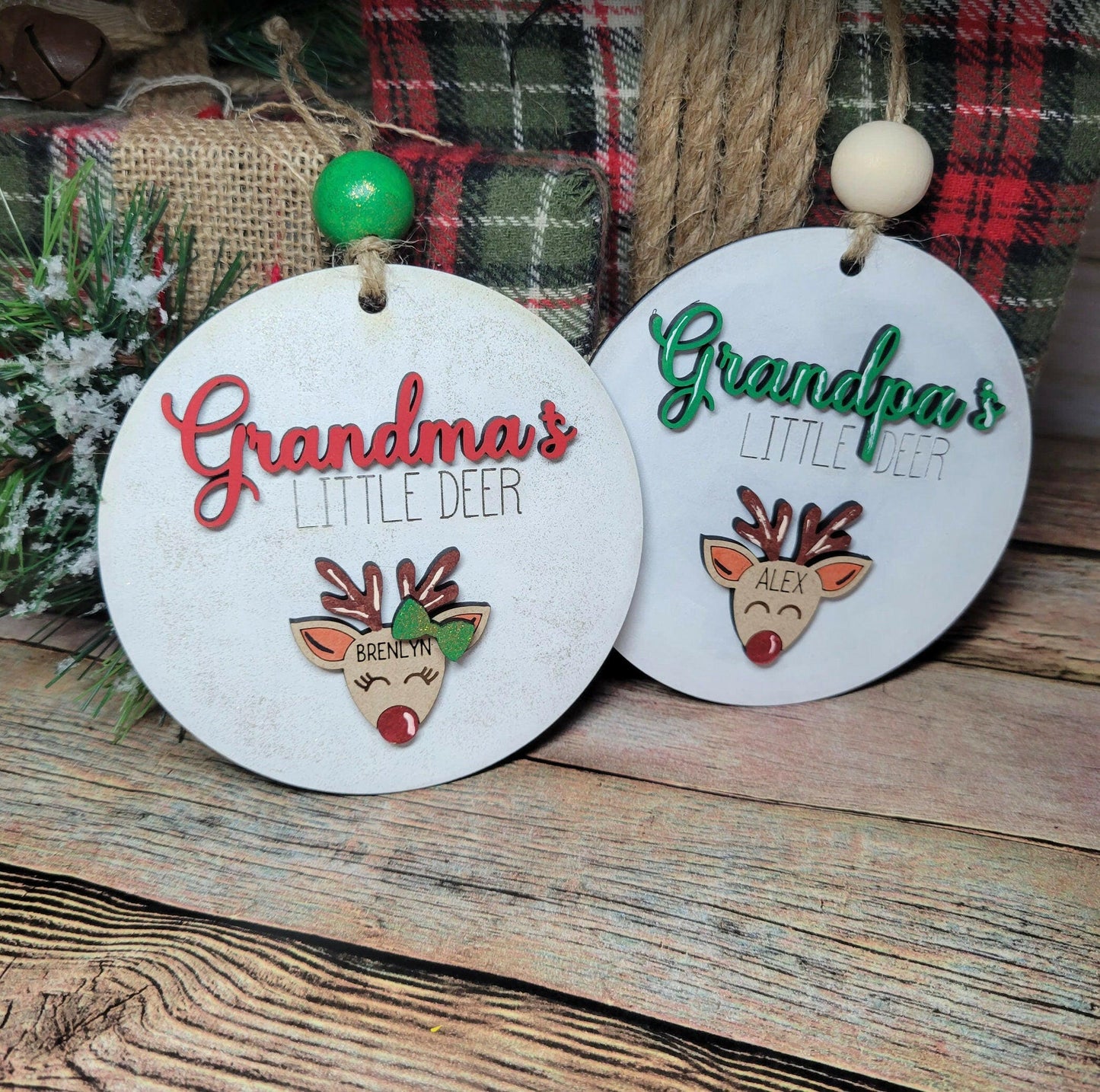 Grandma's Little Deer Christmas Ornament Svg File, Grandparents Ornament SVG File, Grandchildren Ornament Laser SVG File, Grandpa Ornament