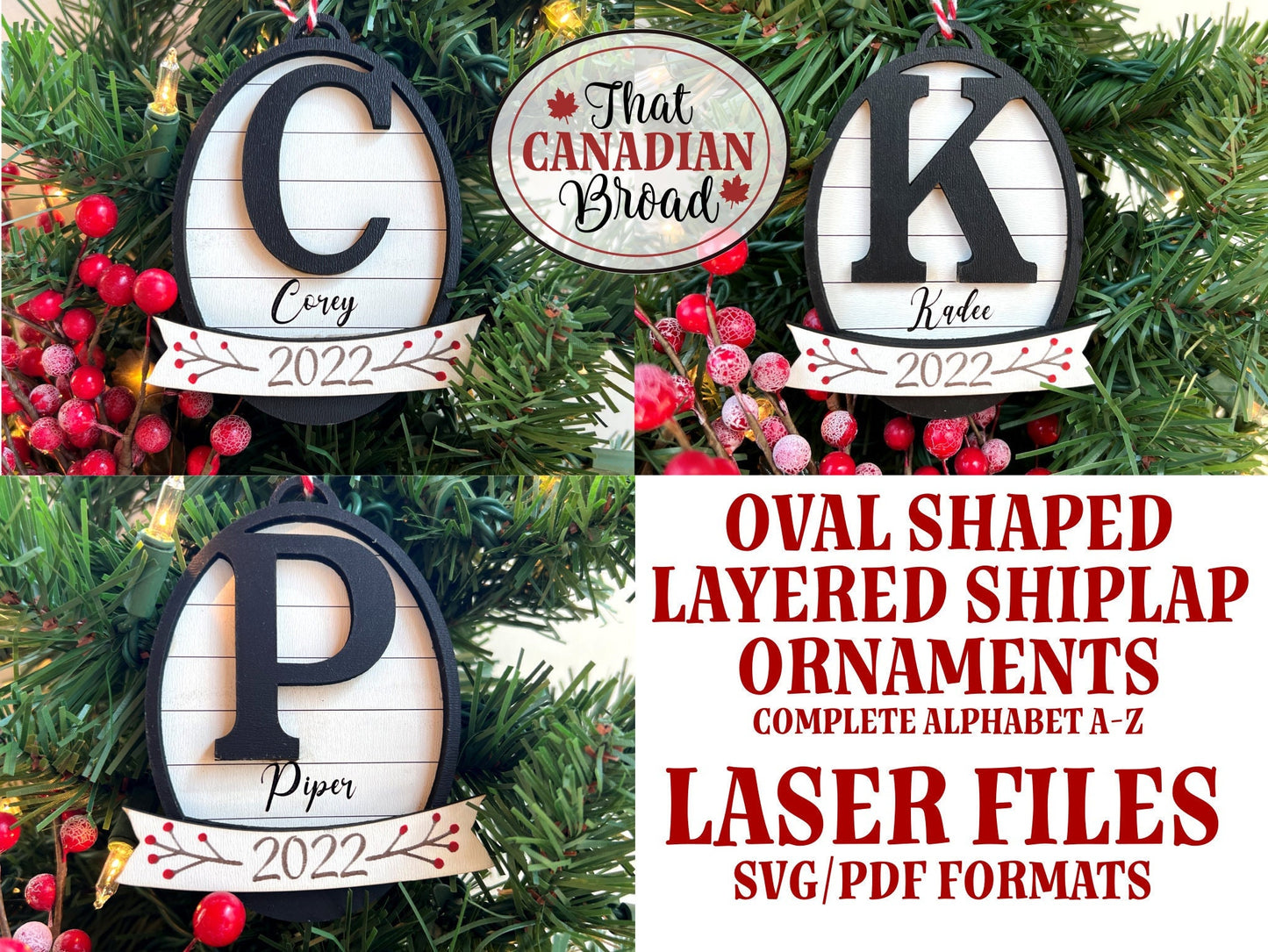 Shiplap Monogram Ornaments Oval Shaped, A-Z, layered laser file, SVG & PDF formats, digital file only