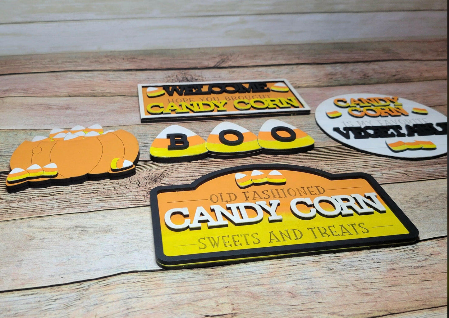 Candy Corn Tiered Tray SVG, October Tiered Tray SVG, Trick or Treat Tiered Tray SVG Laser File, Halloween Laser File, Pumpkin Tiered Tray