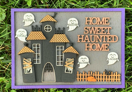Custom Home Sweet Haunted Home Family SVG Sign, October Family Sign SVG, Ghost Family Sign SVG Laser File, Halloween Family Svg Sign Cutsom