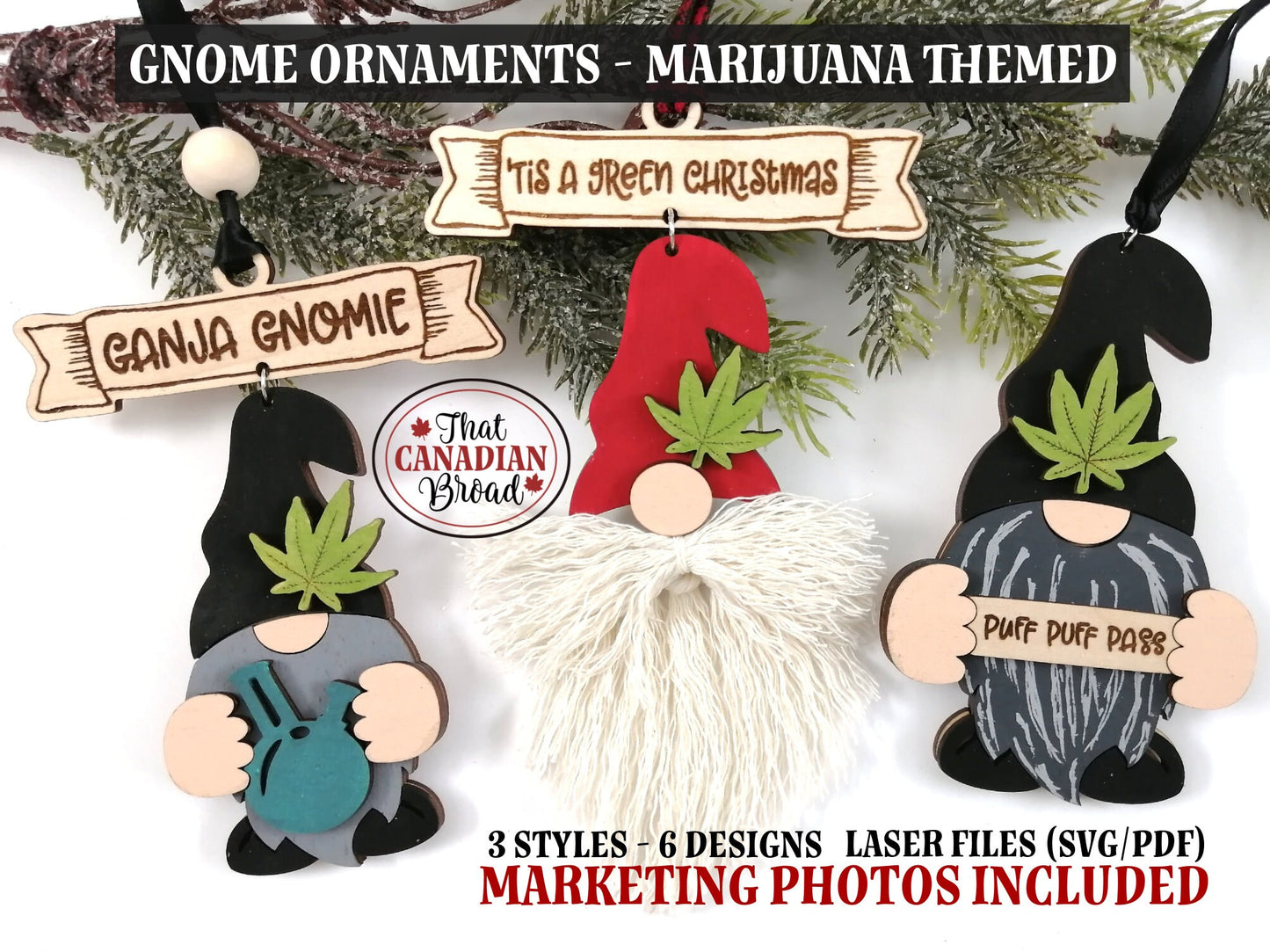 Cannabis Gnome Ornaments, Marijuana Gnomes ornaments,  Macrame gnomes, Funny gnome ornaments, Cannabis Gnomes, 6 designs, laser files