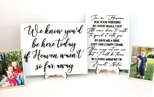 Customizable Memorial Plaque Laser Cut File | Wedding Sign | Missing You | Save Me A Seat  | Angel | Heaven Wasn't So Far Away | Glowforge