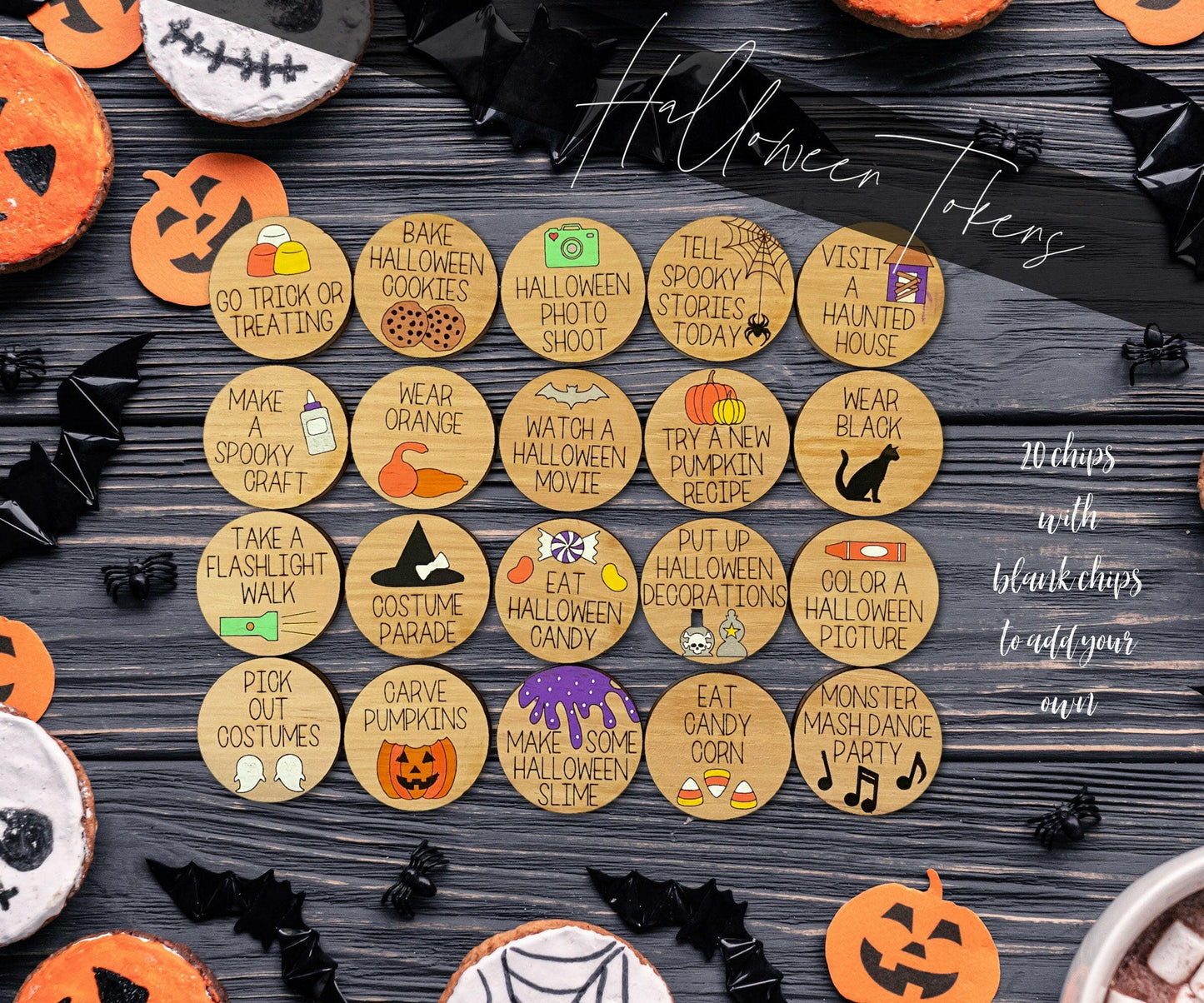 Halloween Family Tokens SVG, Activities for Families Tokens SVG, October Family Tokens Svg, Fall Family Tokens Svg, Gift for Families Svg