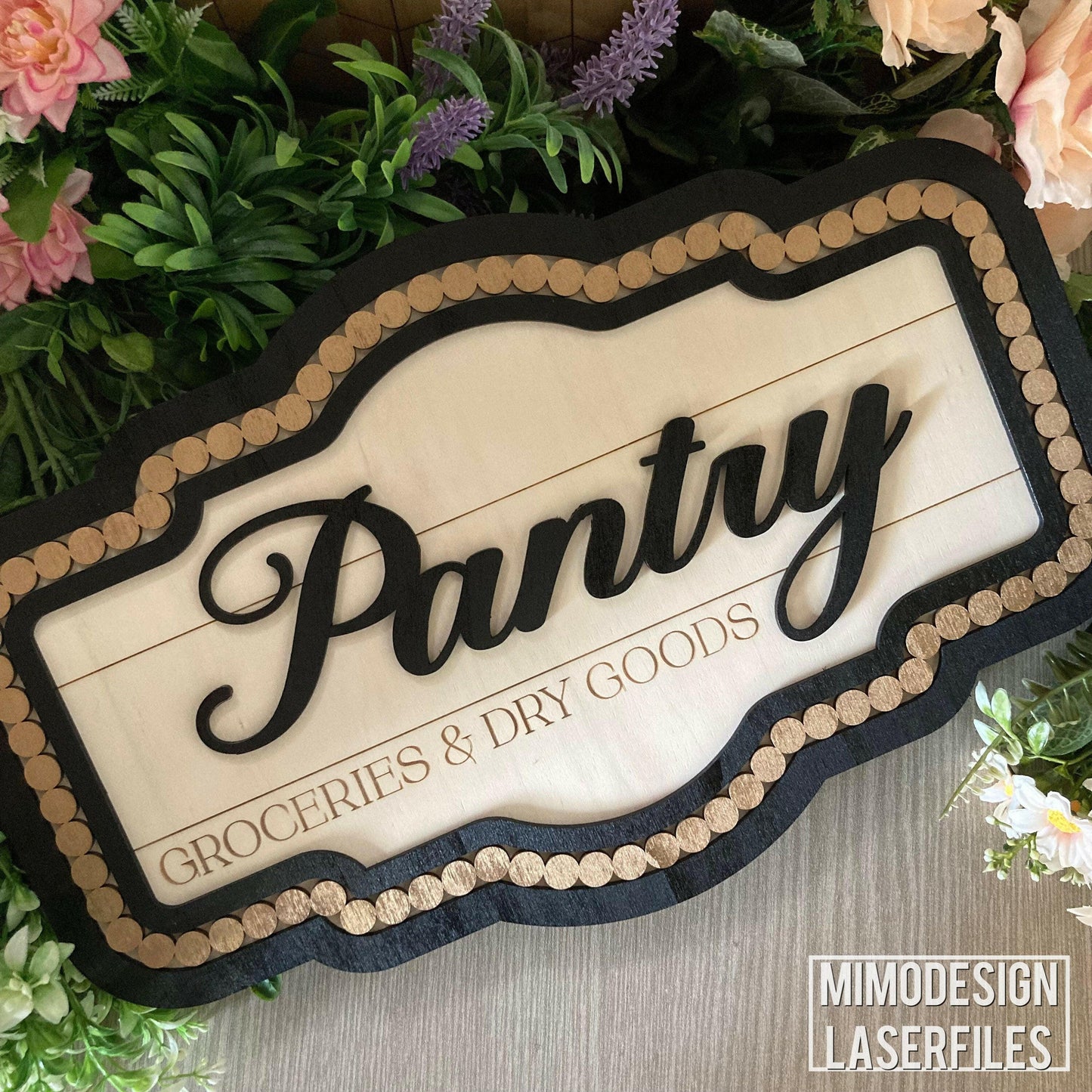 Pantry room beaded frame sign / door hanger farmhouse style, blank frame + back included