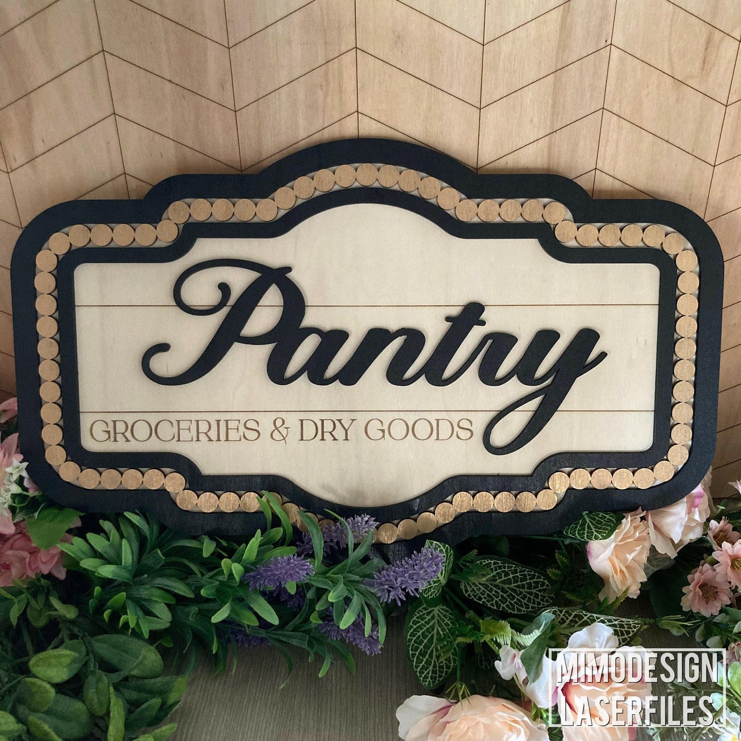 Pantry room beaded frame sign / door hanger farmhouse style, blank frame + back included