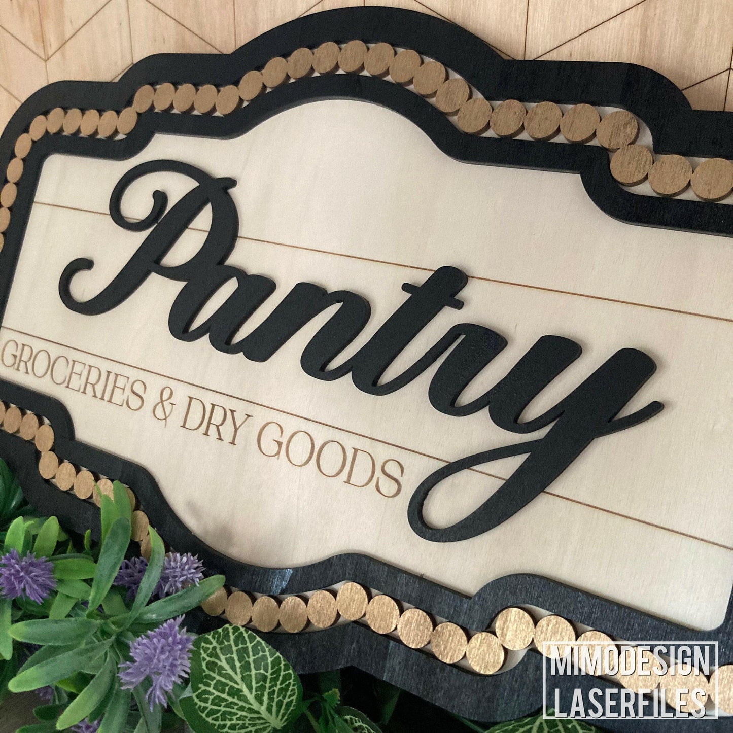 Pantry room beaded frame sign / door hanger farmhouse style, blank frame + back included