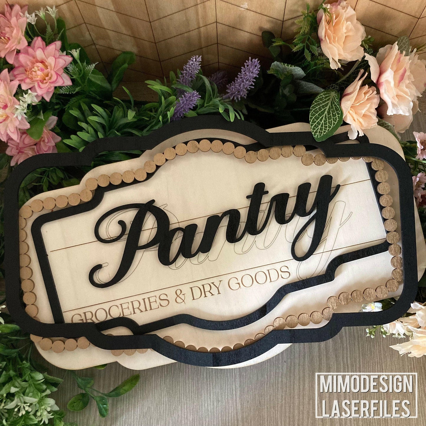 Pantry room beaded frame sign / door hanger farmhouse style, blank frame + back included