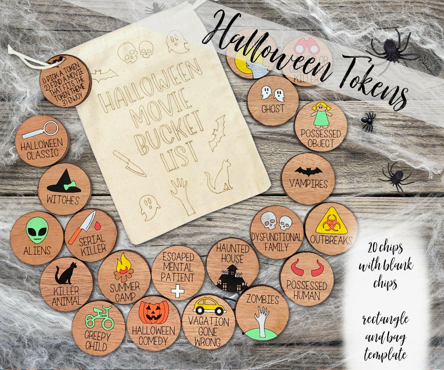 Halloween Movie Tokens SVG, Activities for Coupons Tokens SVG, October Family Tokens Svg, Fall Family Tokens Svg, Gift for Him Svg