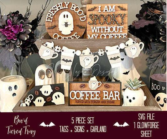 Ghost Coffee Halloween Tiered Tray SVG, October Tiered Tray SVG, Ghost Tray SVG Laser File, Halloween Laser File, Ghost Tiered Tray Svg File