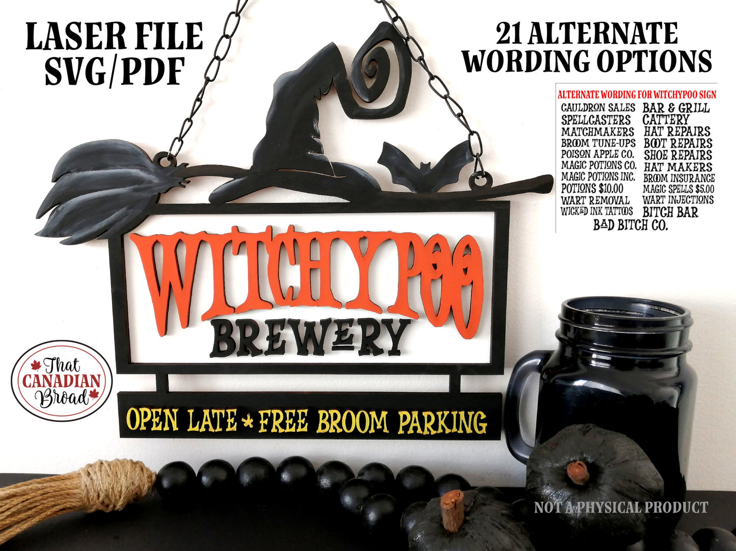 Halloween Sign with 21 wording options, Witch Sign BIG Bundle, Brewery sign, laser files, svg & pdf formats, digital file only