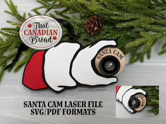 Santa Cam Ornament, Santa Surveillance Cam ornament, laser file, svg & pdf formats, digital file only