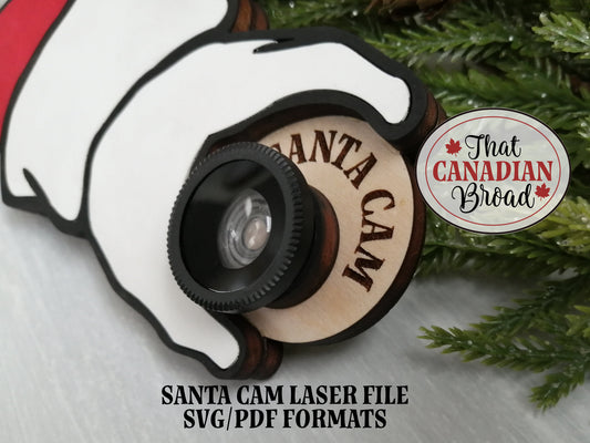 Santa Cam Ornament, Santa Surveillance Cam ornament, laser file, svg & pdf formats, digital file only