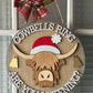 Highland Cow Christmas Door Sign SVG,  Cowbells Ring Door Sign, Fluffy Cow Door Sign SVG Cut, Fluffy Cows SVG, Fluffy Cows Laser Cut File