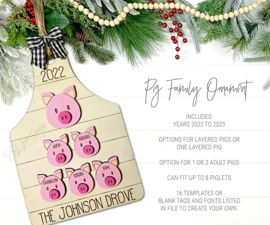 Pig Christmas Ornament SVG, Pig Ornament SVG, Pig Christmas Ornament, Farmhouse Ornament, Christmas Ornament Svg, Pig SVG