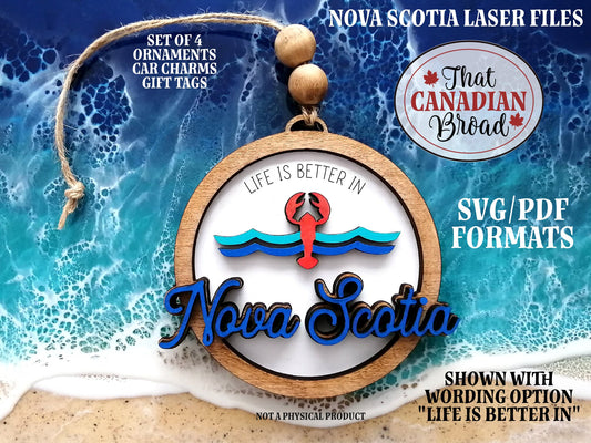 NOVA SCOTIA, Canadian theme, ornament, car charm, gift tag, laser file, digital file only