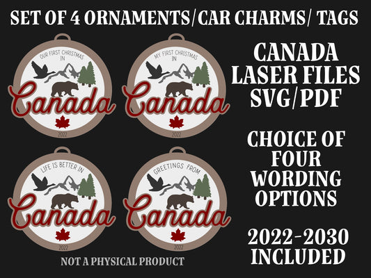 CANADA ornament, car charm, hanging tag, Canadian themed, laser file, digital file only