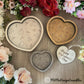 3 pcs Hearts Shaped Trinket / Valet Tray dishes incl tags with scored Heart design
