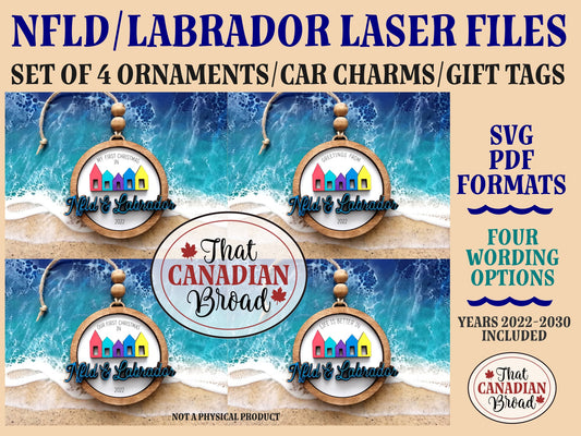 Newfoundland & Labrador, Canadian, ornament, car charm, gift tag, laser file, digital file only