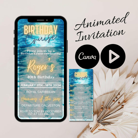 Birthday Cruise invitation and Itinerary template