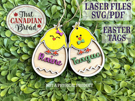 Easter Basket Tags, Easter Chicks, laser cut file, svg & pdf formats, digital file