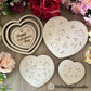 3 pcs Hearts Shaped Trinket / Valet Tray dishes incl tags with scored Heart design