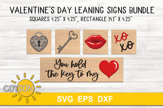 Valentine's day leaning signs SVG | Leaning signs for interchangeable backers | Glowforge svg | Laser cut file