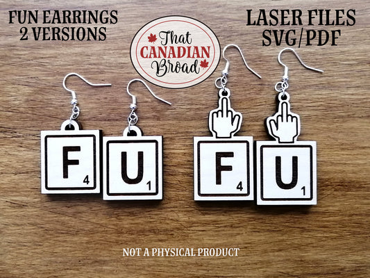 Inappropriate Earrings 2 versions, fun earrings, Laser Files Adult Only, laser file only, svg, pdf