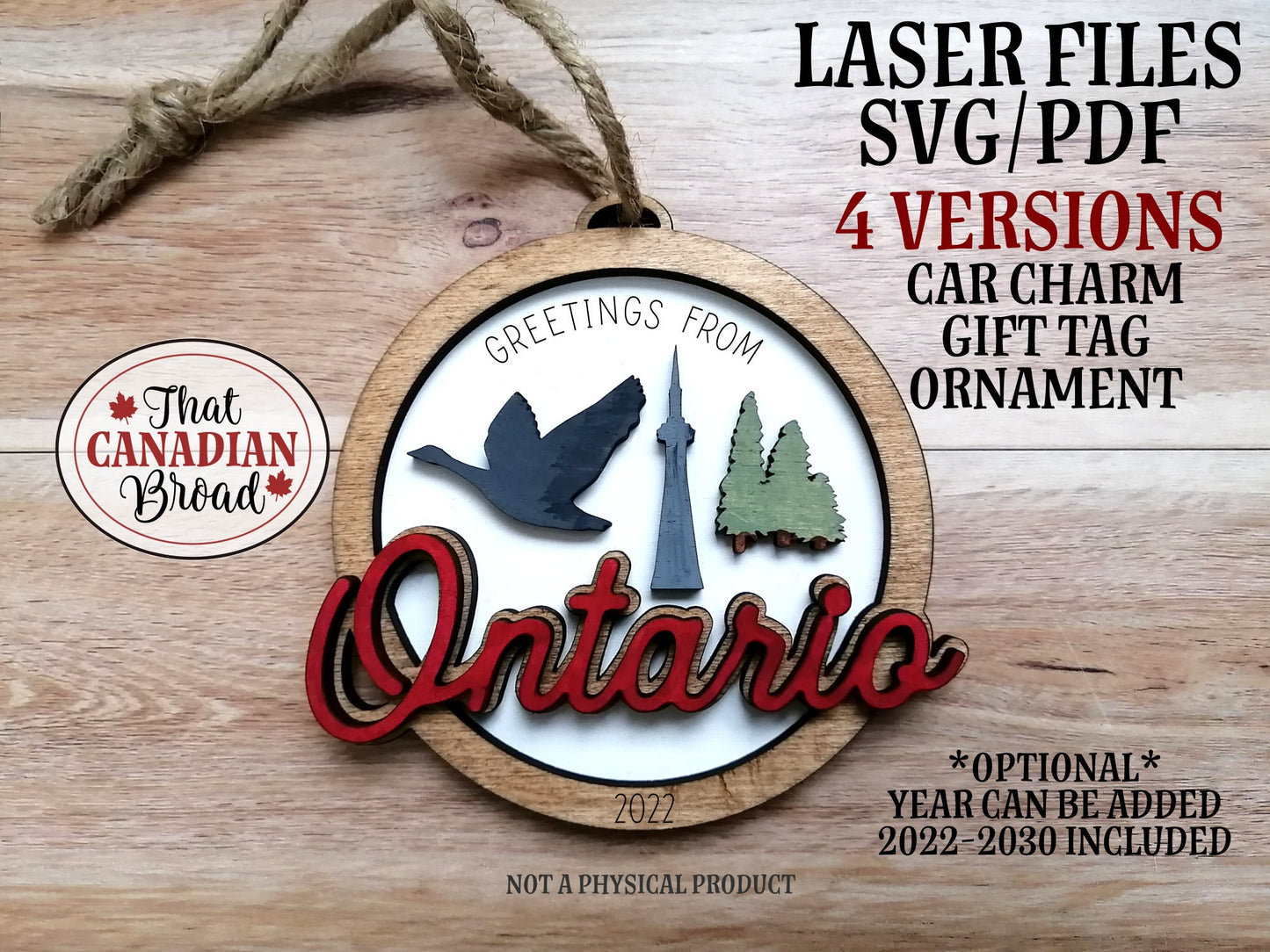 ONTARIO, Canadian theme, ornament, car charm, gift tag, laser file, digital file only