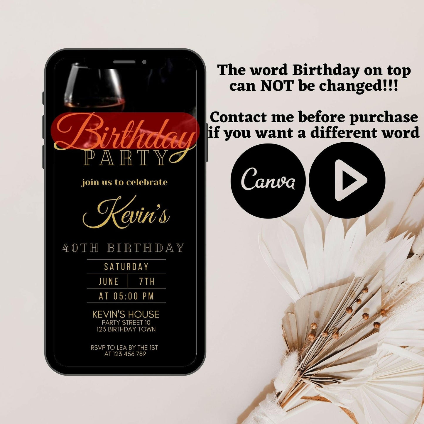 Raise a Glass: Men's Party Animated Canva Invite for a Whiskey-Infused Celebration!