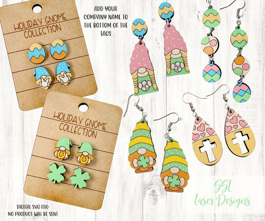 St. Patrick Gnome Earrings SVG Cut File, Easter Gnome Earrings SVG File Earrings,  Gnome Earrings Laser File, Earring Svg Laser File