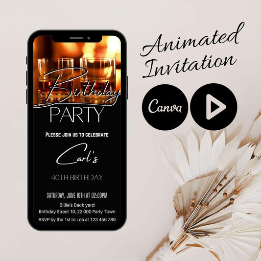 Dine & Cheers: Video Invitation to a Whiskey-infused Birthday Dinner Celebration! Mobile Magic Inside.