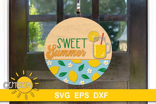 Summer Door hanger SVG Lemonade door hanger svg Summer SVG Laser cut file Cricut SVG