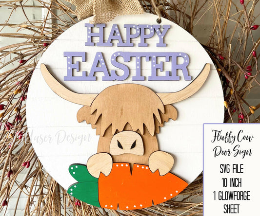 Highland Cow Easter Tags SVG Cut File, Highland Cow Keychain, Highland Cow Easter SVG, Farm Easter Tags, Svg Easter Tags Highland Cows