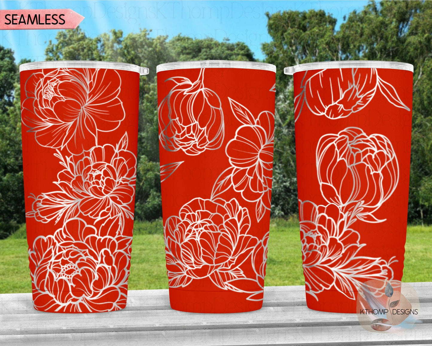 Peonies Laser Engraved Full Wrap Design for 20oz & 30oz Tumblers, Digital Download, SVG, Seamless Peony Design, Tumbler Wrap For Rotary