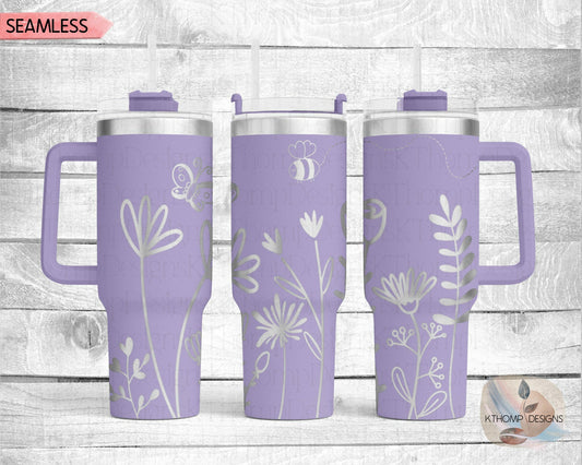 Floral Garden Laser Engraved Full Wrap Design for 40oz Tumbler, Digital Download, SVG, Seamless Design, Tumbler Wrap For Laser Rotary