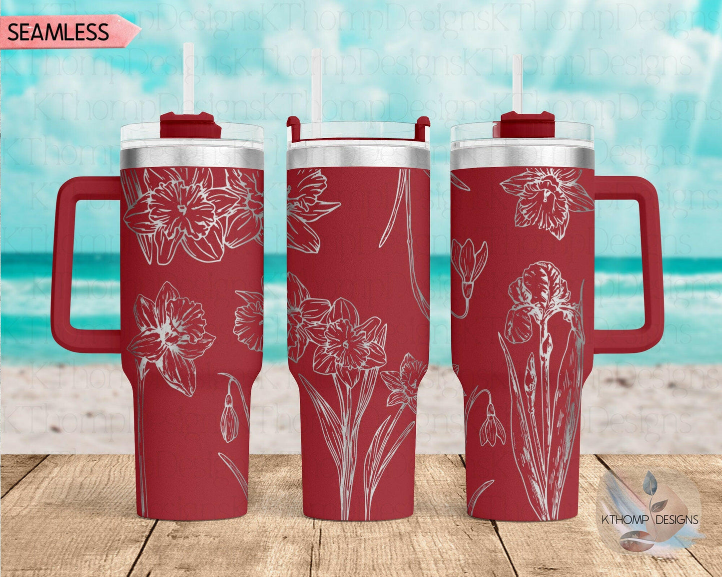 Daffodils Laser Engraved Full Wrap Design for 40oz Tumbler, Digital Download, SVG, Seamless Floral Design, Tumbler Wrap For Laser Rotary