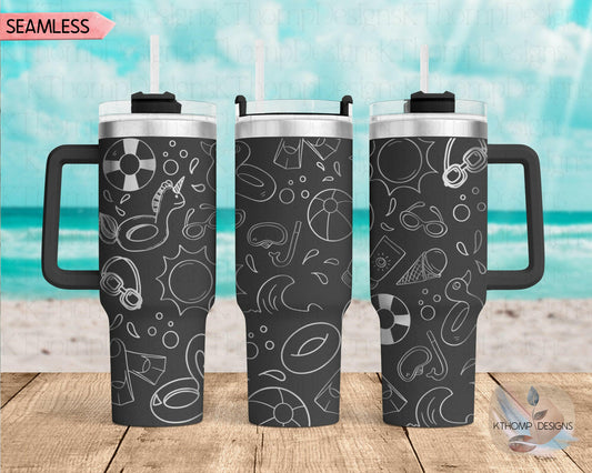 Pool Doodles Laser Engraved Full Wrap Design for 40oz Tumbler, Digital Download, SVG, Seamless Design, Tumbler Wrap For Laser Rotary