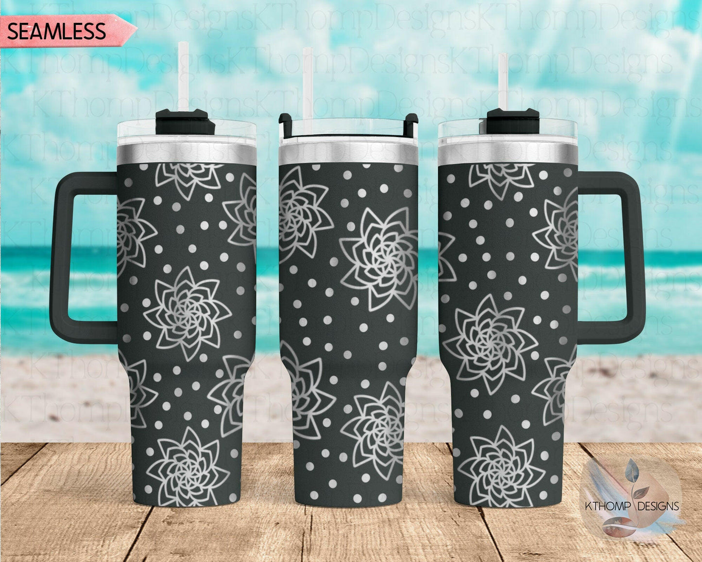 Rose Dots Laser Engraved Full Wrap Design for 40oz Tumbler, Digital Download, SVG, Floral Seamless Design, Tumbler Wrap For Laser Rotary