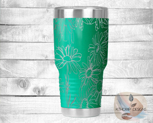 Daisies Laser Engraved Full Wrap Design for 20oz & 30oz Tumblers, Digital Download, SVG, Seamless Daisy Design, Tumbler Wrap For Rotary