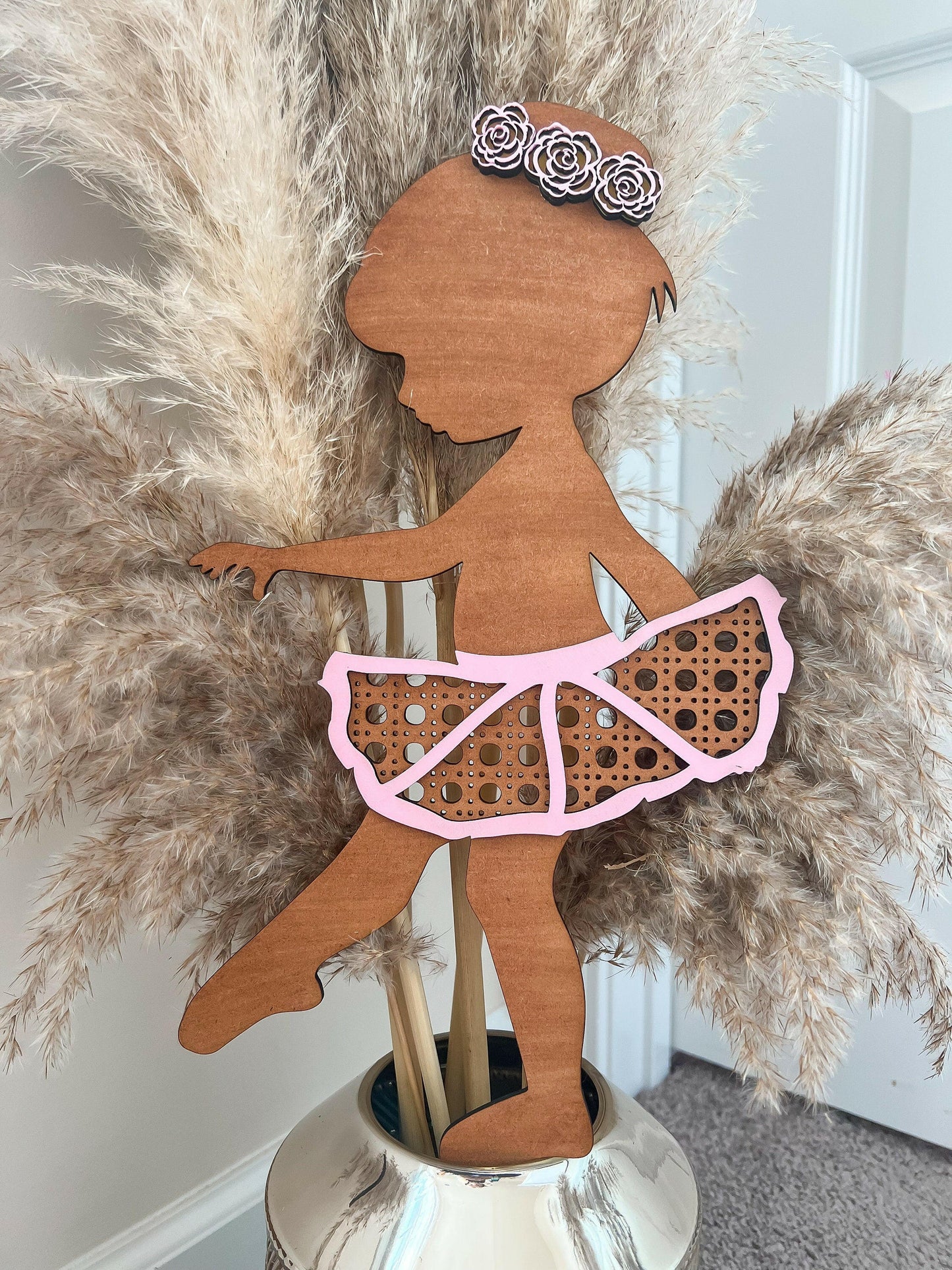 Cane Rattan Ballerina Laser Cut File SVG, Rattan Ballerina, Boho Nursery Sign, Ballerina SVG, Wood Dancer, Nursery Decor, Glowforge, XTool