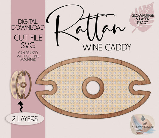 Laser Cut Rattan Wine Caddy design, Instant Digital Download, Laser Cut File, Glowforge File, Glowforge Tested, Cricut, SVG