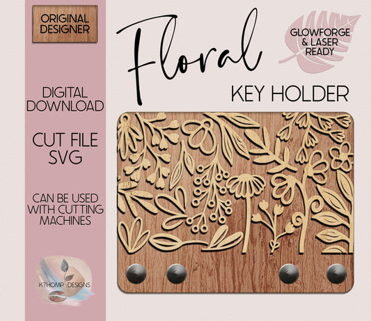 Floral Wall Hanger design, Instant Digital Download, Laser Cut File, Glowforge File, Laser Cut, Glowforge Tested, Cricut, SVG