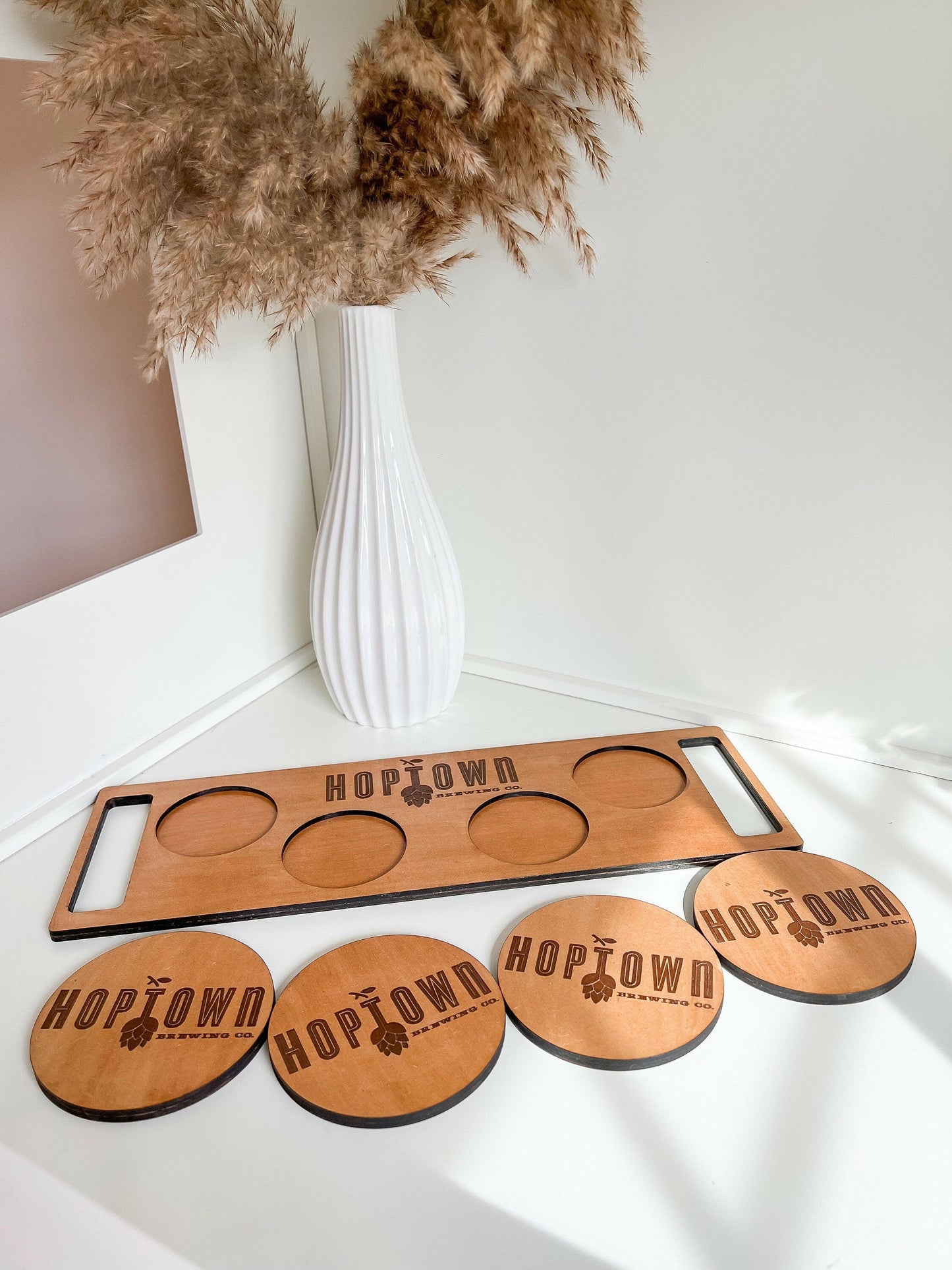 Laser Cut Beer Flight Tray design, Instant Digital Download, Laser Cut File, Glowforge File, Glowforge Tested, Cricut, SVG