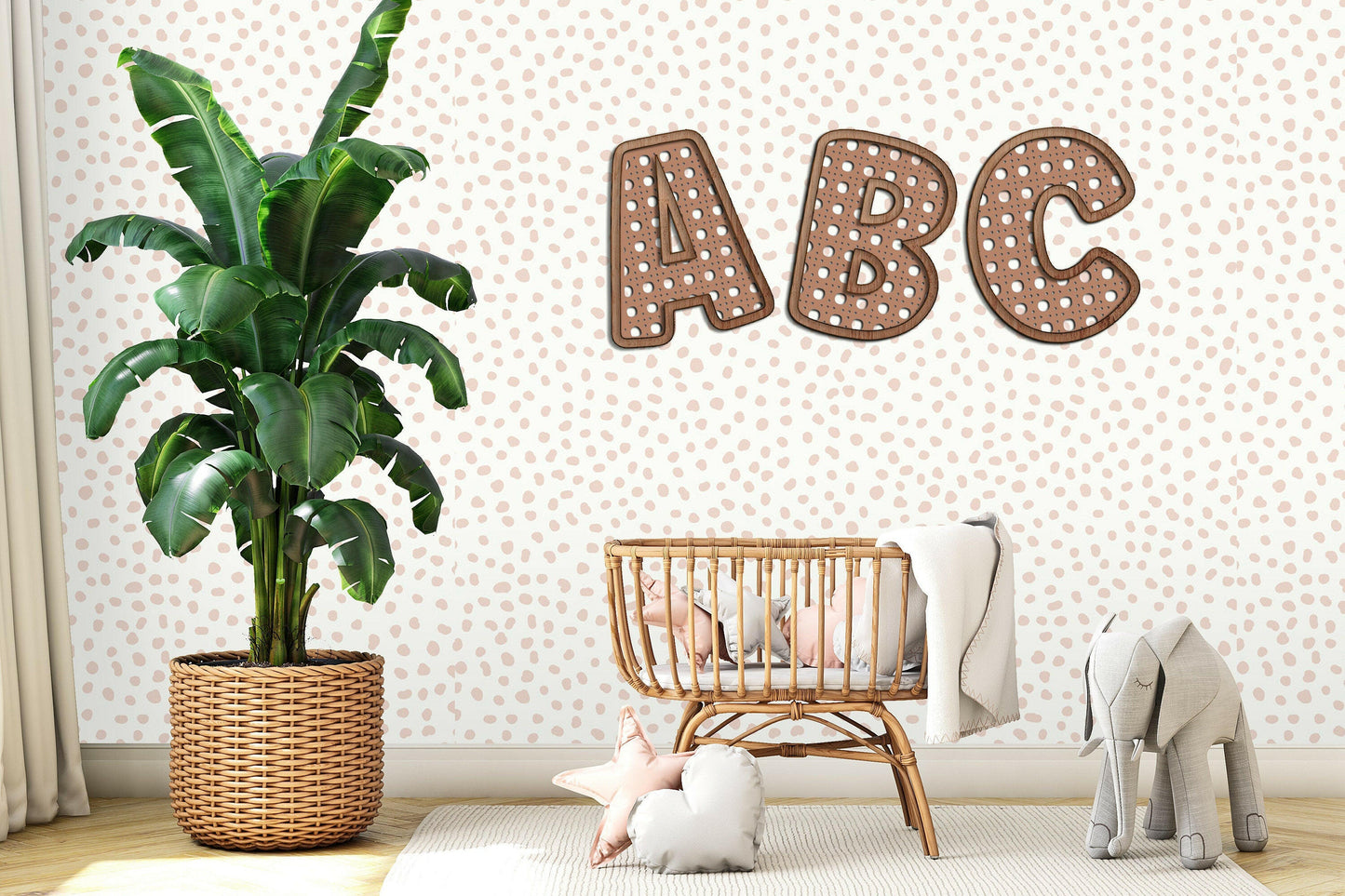 Laser Cut Cane Rattan Alphabet Set, Instant Digital Download, Alphabet 26 letters, Numbers 0-9, Laser Cut Files for Glowforge Cricut, SVG