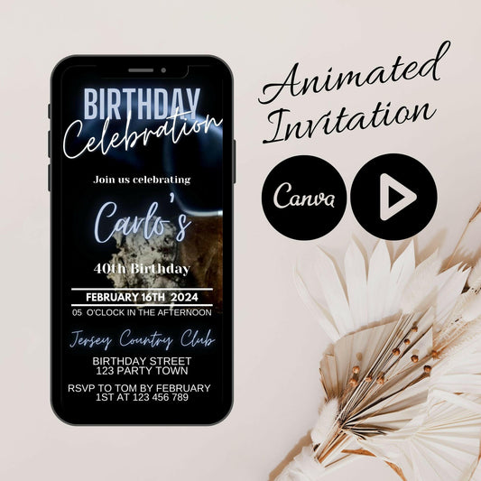 Invite guests in style with our Video American Football Birthday Dinner Invitation, mobile friendly, customizable, perfect for a mens party